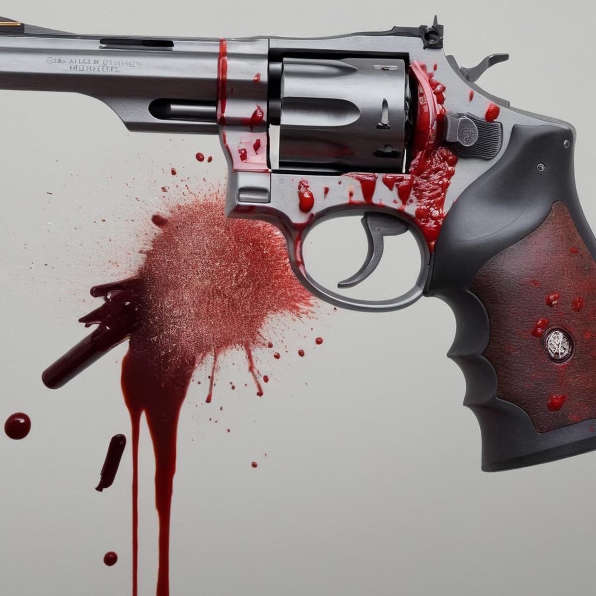 Hyperrealistic art of  <lora:0.44 magnum revolver:1.2>0.44 magnum revolver a man covered in blood with a gun in his hand aimed at something perfection, Extremely high-resolution details, photographic, realism pushed to extreme, fine texture, incredibly lifelike