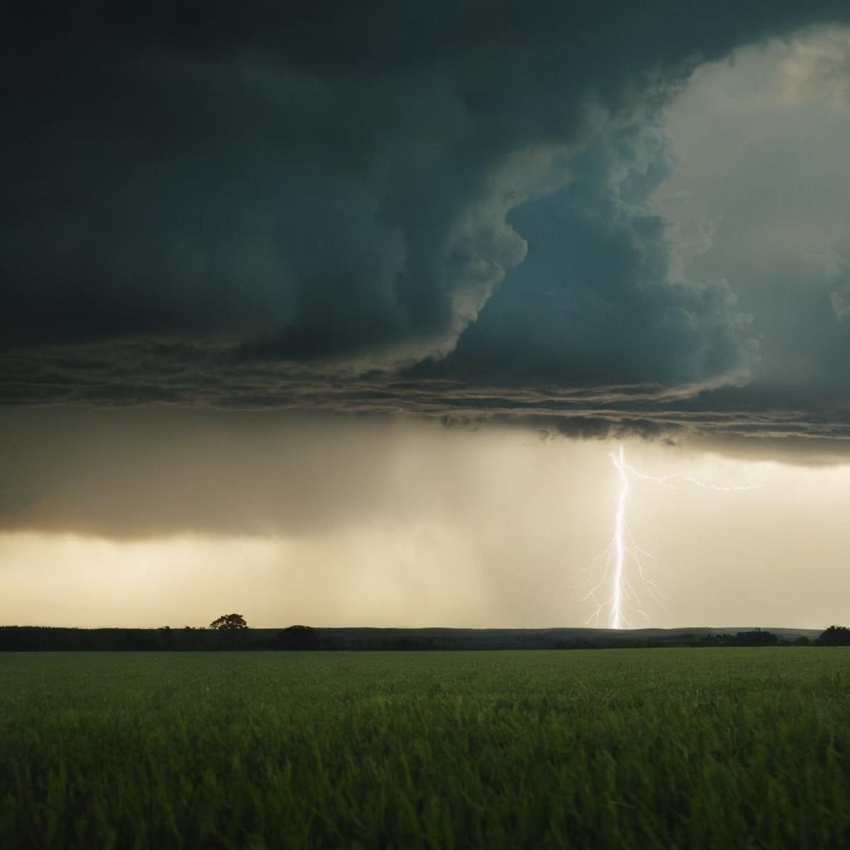 cinematic film still of  <lora:Kodak Motion Picture Film Style v4:1>landscape wide shot An Oscar winning movie for Best hdr high contrast saturated Cinematography a wide view of a large field with a storm coming in and crepuscular light beam on Kodak Motion Picture Film Style, shallow depth of field, vignette, highly detailed, high budget, bokeh, cinemascope, moody, epic, gorgeous, film grain, grainy