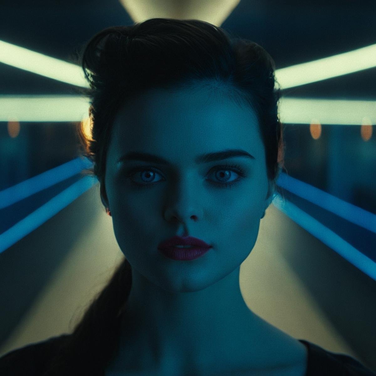 cinematic film still of perfection style detailed A beautiful Anamorphic format film photo of a woman with a dark hair and...