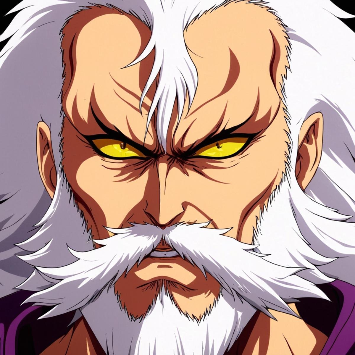 anime artwork of Dr. Hell antagonist a close up of a person with a beard,  Great Marshall of Hell,  animation style by Eau...