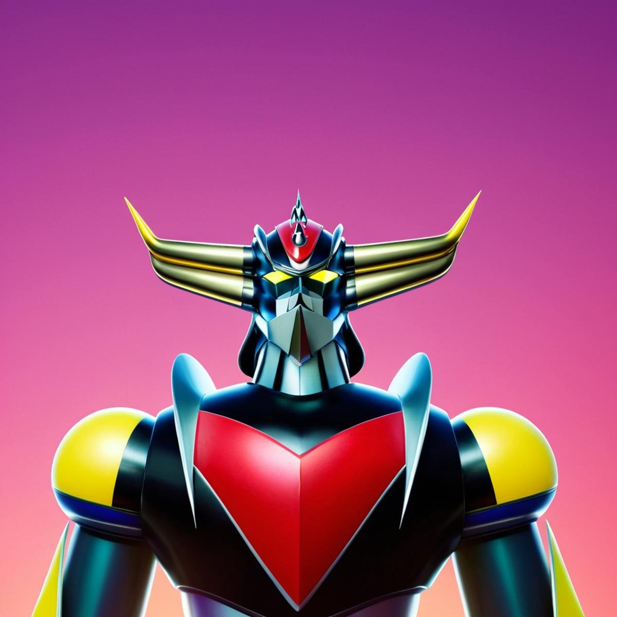 anime artwork of In anime manga universe,  ufo robot Grendizer a cartoon character with a large yellow helmet ,  animation...
