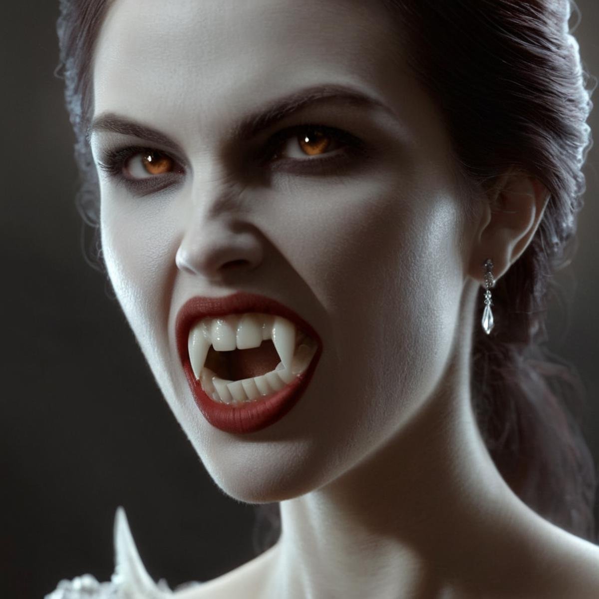 professional 3d model of Diffused Light fill light <lora:vampire fangs teeth:1.5>  vampire woman with vampire fangs teeth, octane render, highly detailed, volumetric, dramatic lighting