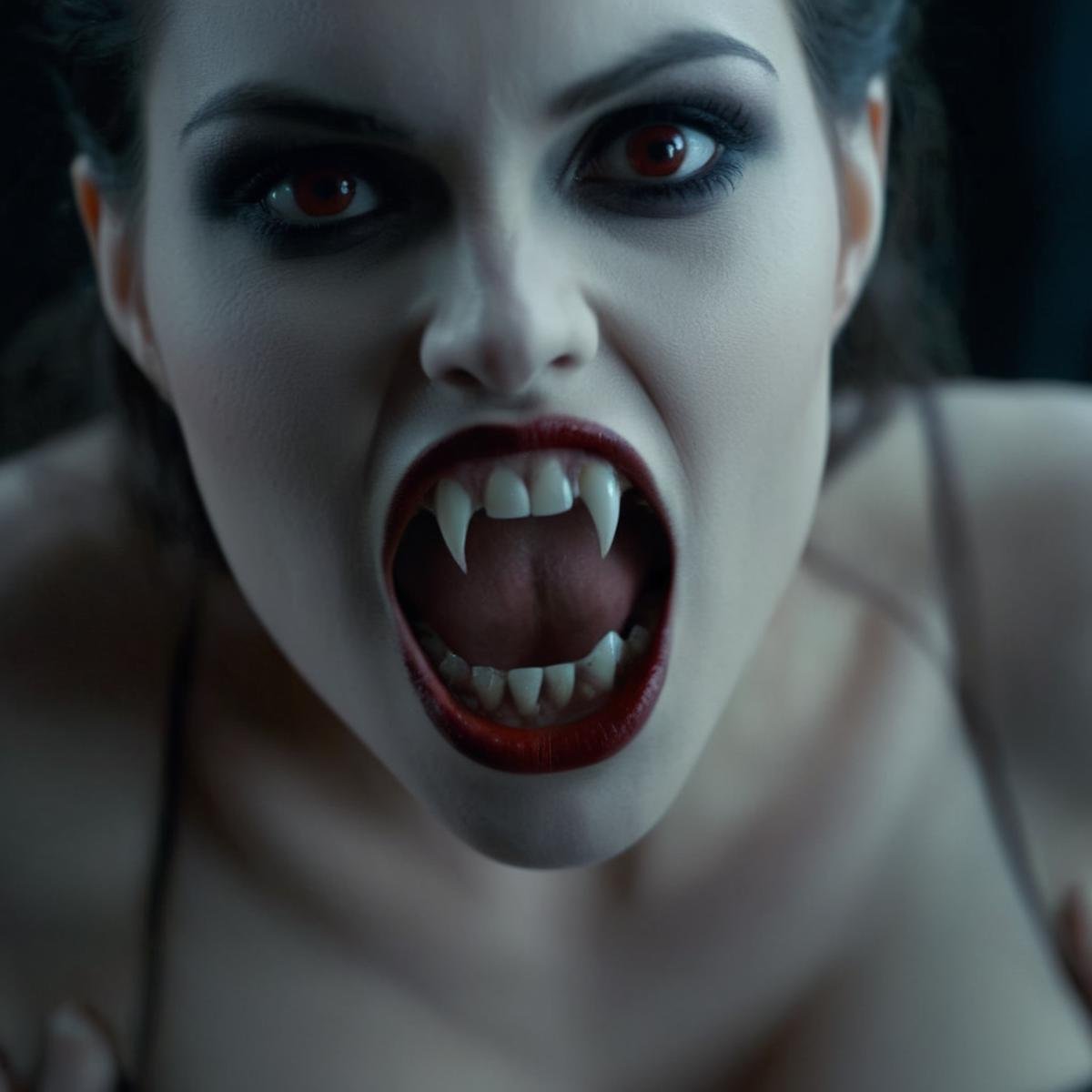 cinematic film still of  <lora:64_vampire fangs teeth:1>a vampire woman with a very big breast posing naked vampire fangs teeth, shallow depth of field, vignette, highly detailed, high budget, bokeh, cinemascope, moody, epic, gorgeous, film grain, grainy