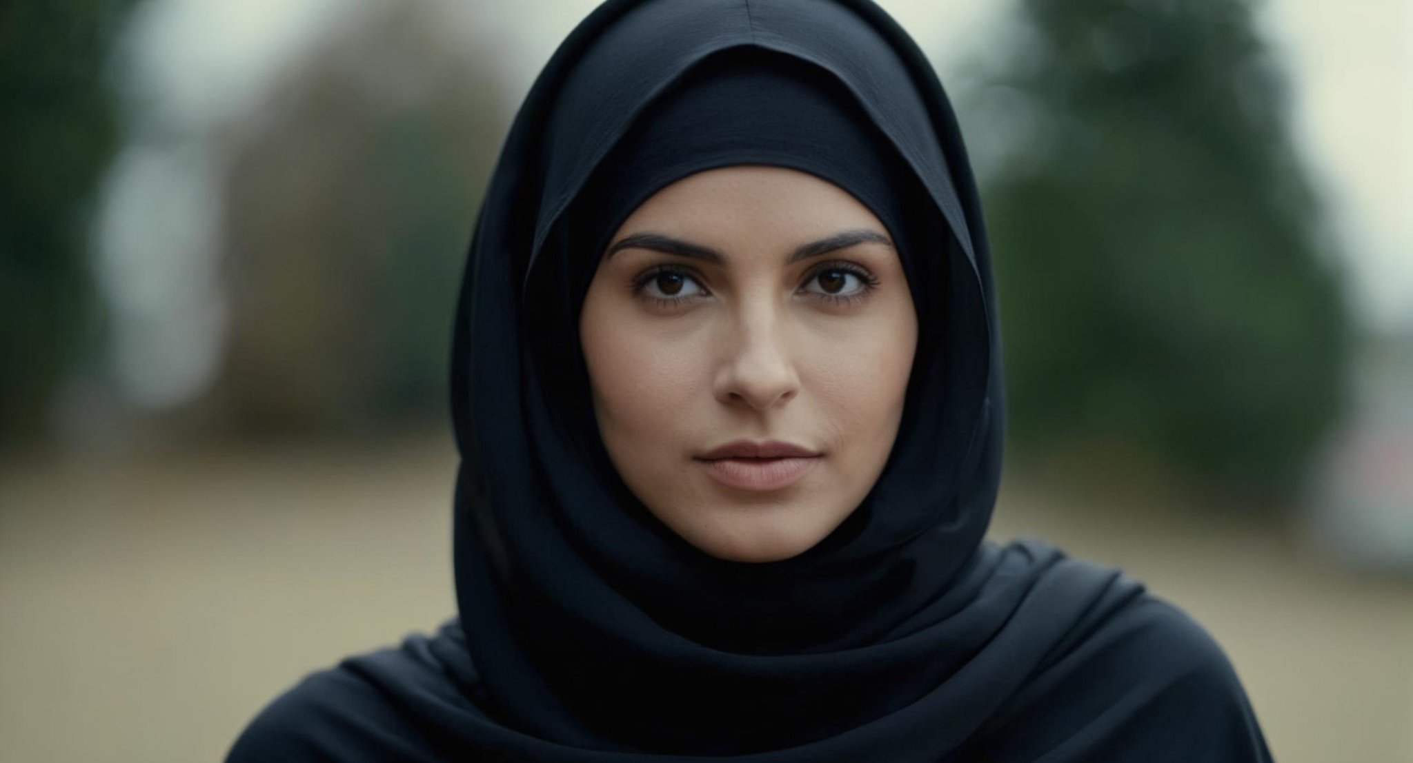 cinematic film still of Cinematic Film stock footage in (arri alexa style) Kodak film print,  a woman in a black scarf and...