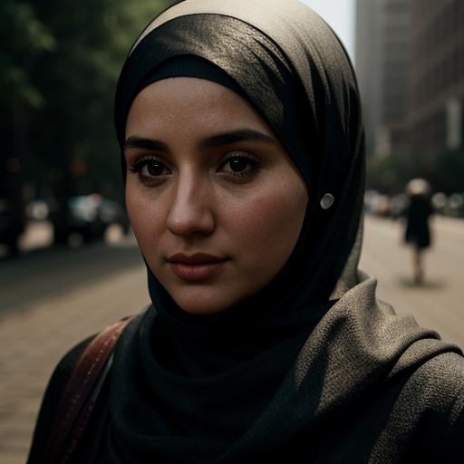 cinematic film still of a woman wearing a hijab and a white head scarf Hijab style,  shallow depth of field,  vignette by...