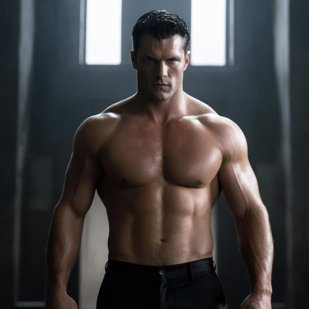 Gothic style,  Bruce Wayne a muscular man with a naked body and no shirt In Gotham City Universe,  Dark by EauDeNoire on T...