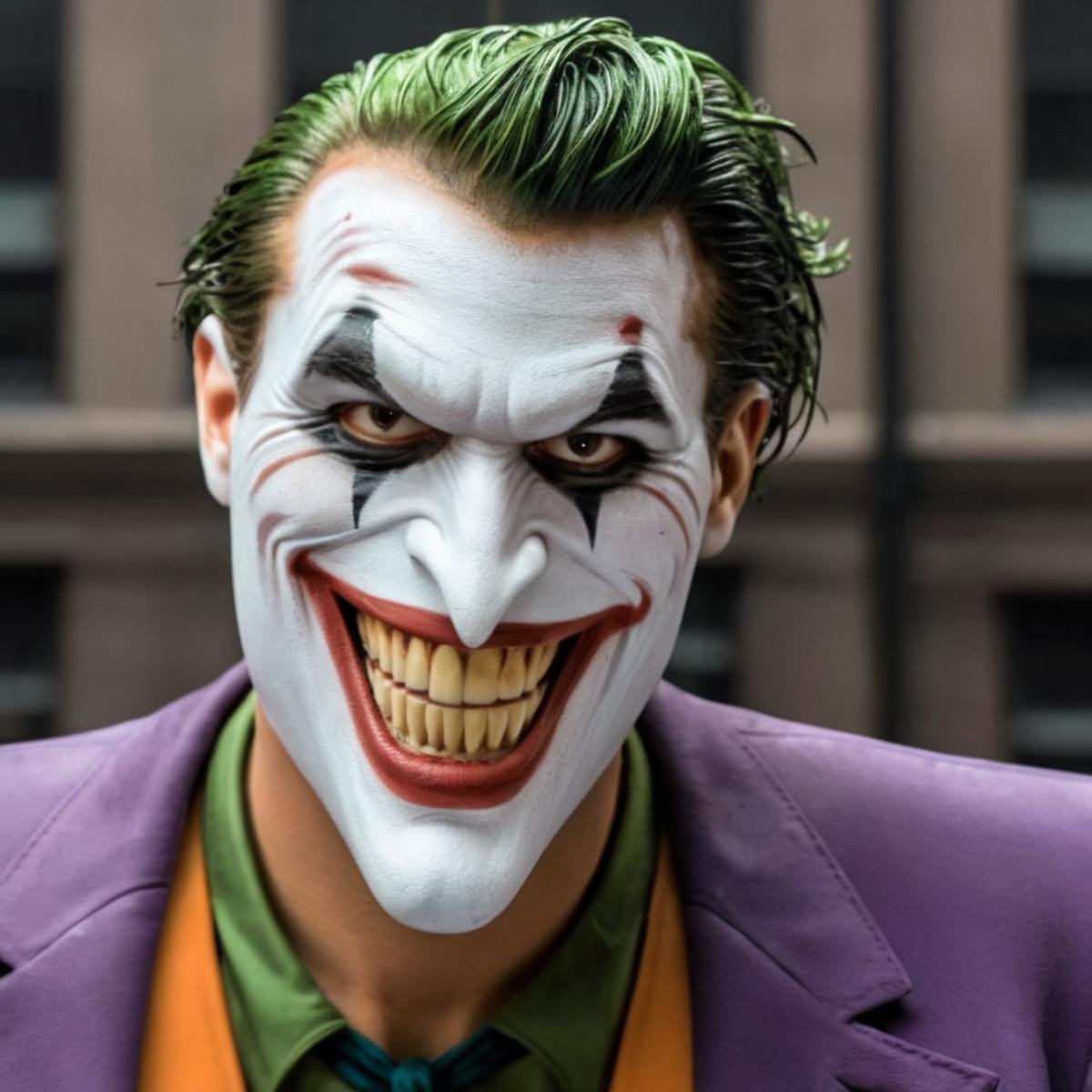 Hyperrealistic art of The Joker a naked man in manga style in Gotham city universe,  Extremely high-resolution details,  p...