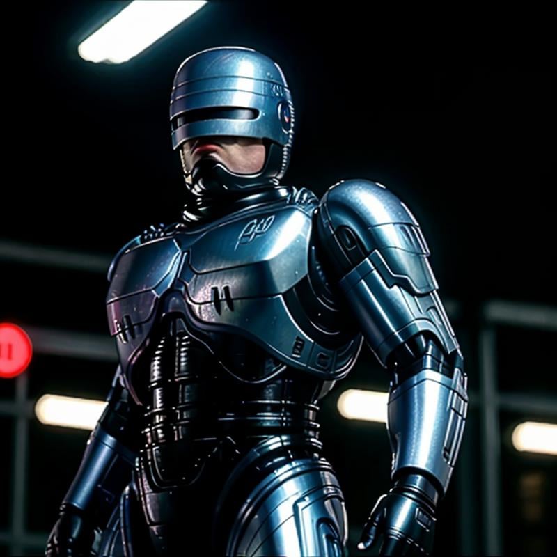 cinematic film still of RoboCop 1987 a bald man in a suit looking to something,  shallow depth of field,  vignette by EauD...