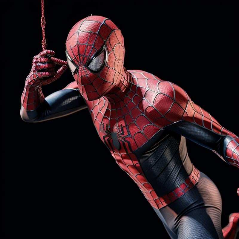 Hyperrealistic art of  <lora:Spiderman SD1.5:1.2>Spider-Man a spider - man in a spider suit with a spider - man mask web-swinging, Extremely high-resolution details, photographic, realism pushed to extreme, fine texture, incredibly lifelike