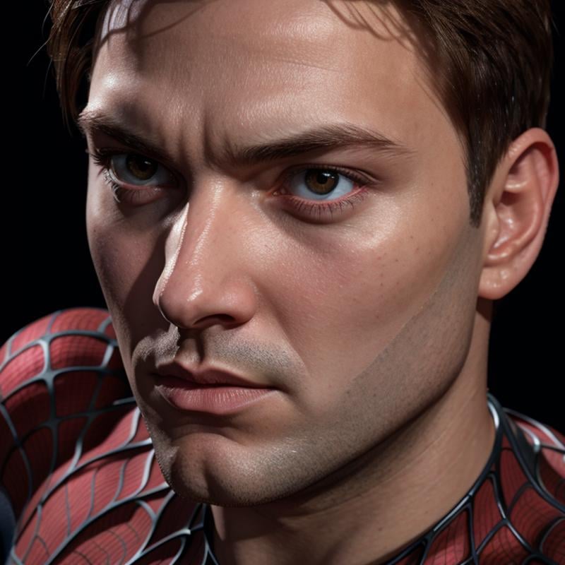 Hyperrealistic art of  <lora:Spiderman SD1.5:1.2>Spider-Man a close up of a spider - man's face, Extremely high-resolution details, photographic, realism pushed to extreme, fine texture, incredibly lifelike