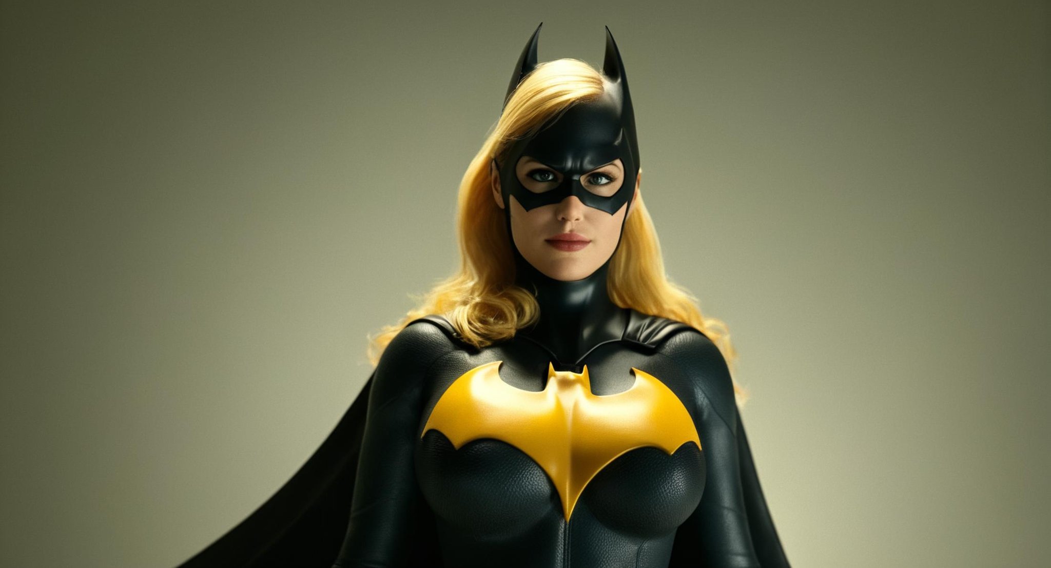 professional 3d model of (Cinematic Film stock footage style) in (arri alexa style) (Kodak film print style),  Batgirl a w...
