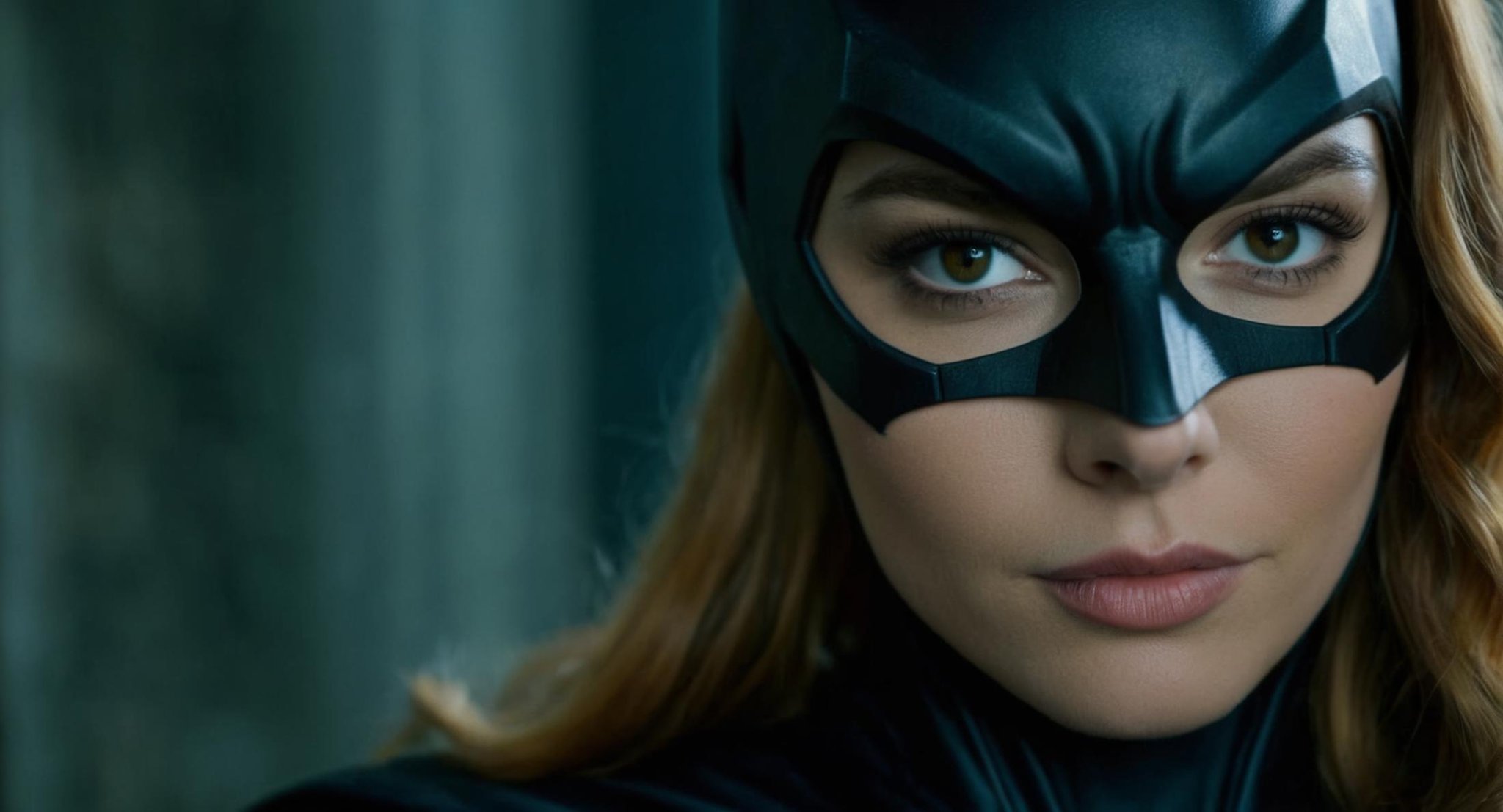 cinematic film still of (Cinematic Film stock footage style) in (arri alexa style) (Kodak film print style),  Batgirl a wo...