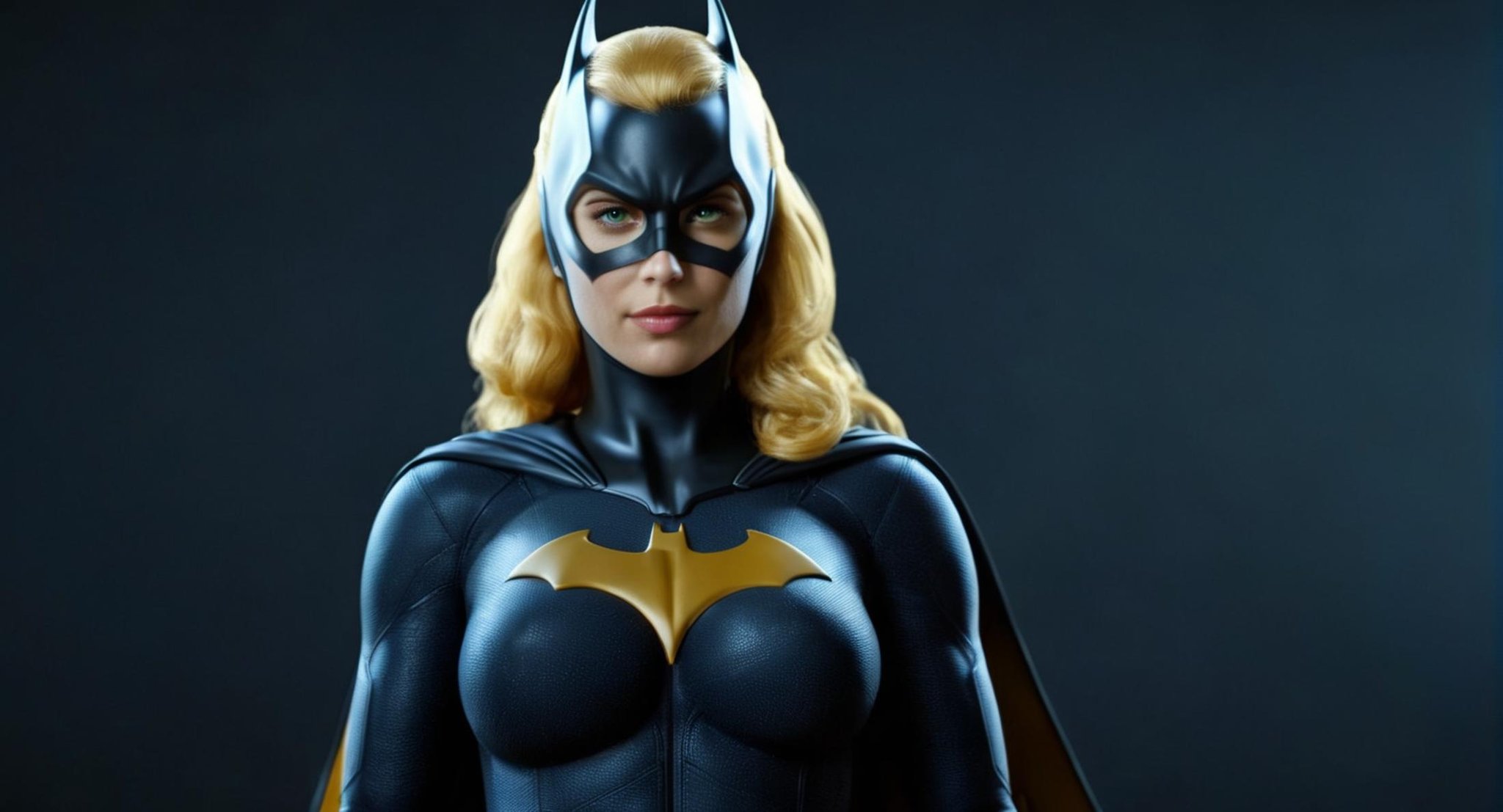 professional 3d model of (Cinematic Film stock footage style) in (arri alexa style) (Kodak film print style),  Batgirl a w...