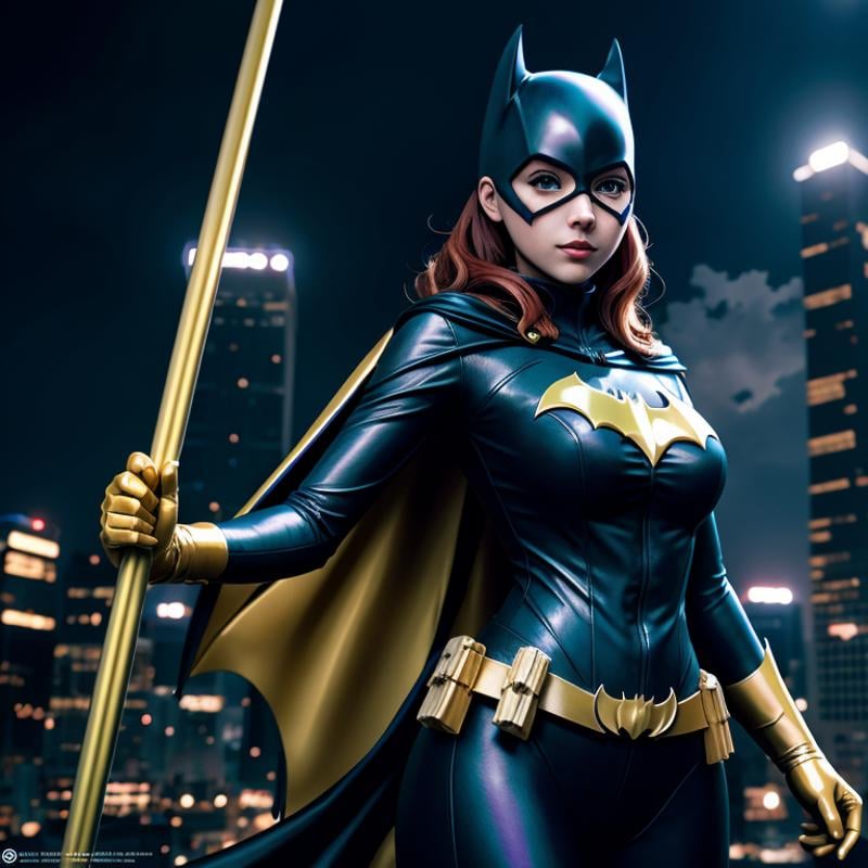 anime artwork of Batgirl a woman in a cat suit holding a pole,  anime style,  key visual by EauDeNoire on Tensor.Art