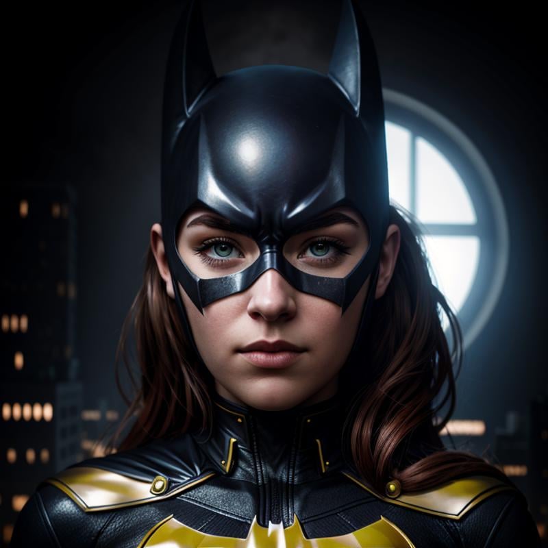 Hyperrealistic art of Batgirl a woman wearing a Batgirl mask with a cat's claws on it,  Extremely high-resolution details,...
