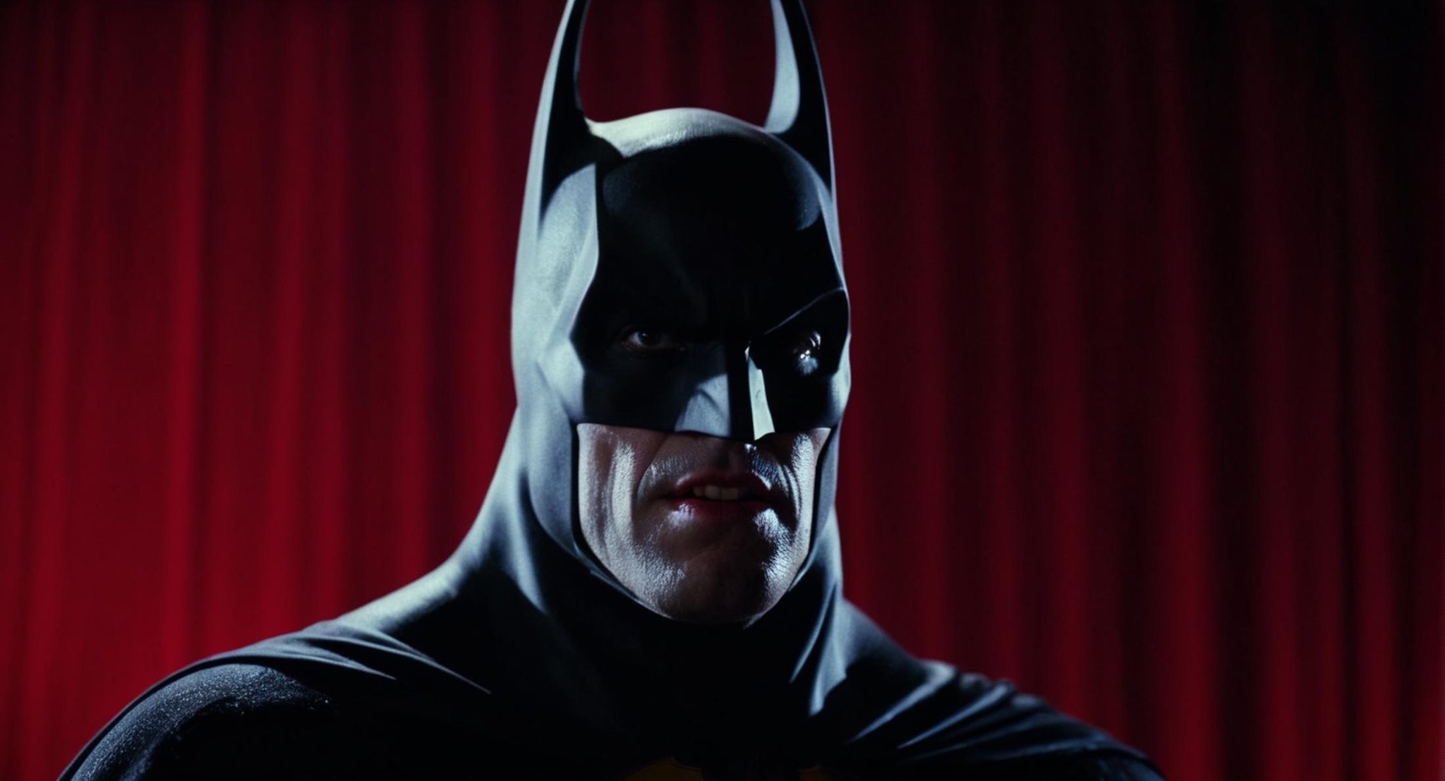cinematic film still of Cinematic Film stock footage in (arri alexa style) Kodak film print,  Batman Vampire a batman vill...