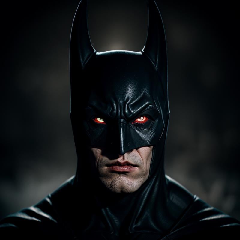 cinematic film still of Batman Vampire a drawing of a batman mask with a creepy look and vampire fangs,  shallow depth of...