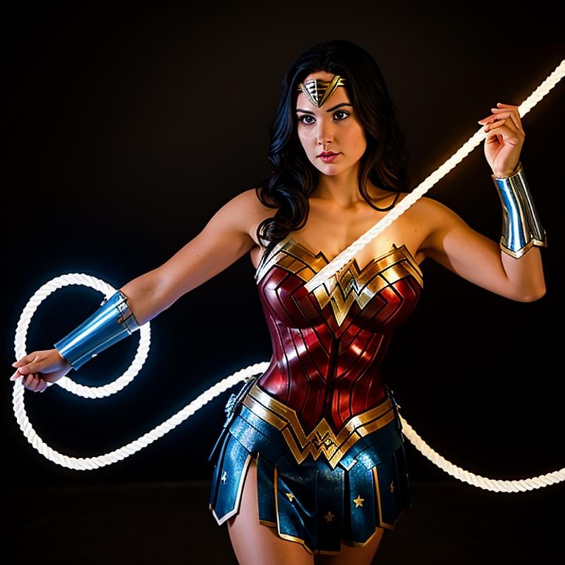 <lora:Wonder Woman SD1.5:1.2>Wonder Woman a woman in a Wonder costume holding a light up rope