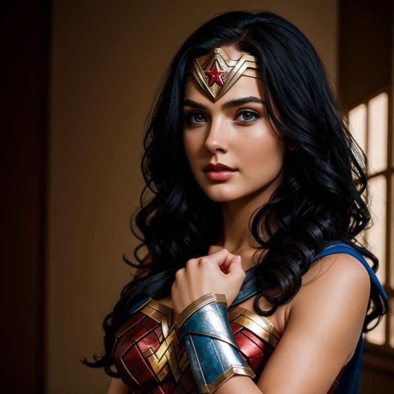 <lora:Wonder Woman SD1.5:1.2>Wonder Woman a woman in a Wonder costume with a red star on her head