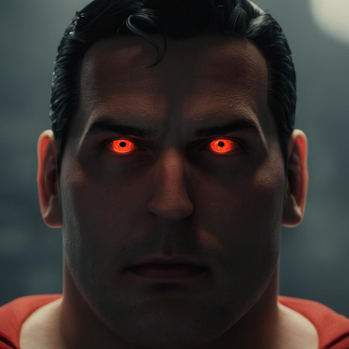 cinematic film still of  <lora:Superman v3:1>closeup, Kal-El, Kryptonian, Man of Steel, Superman a man with red eyes, solo,looking at viewer,black hair,red eyes,1boy,closed mouth,male focus,glowing,scar,portrait,glowing eyes,realistic, shallow depth of field, vignette, highly detailed, high budget, bokeh, cinemascope, moody, epic, gorgeous, film grain, grainy