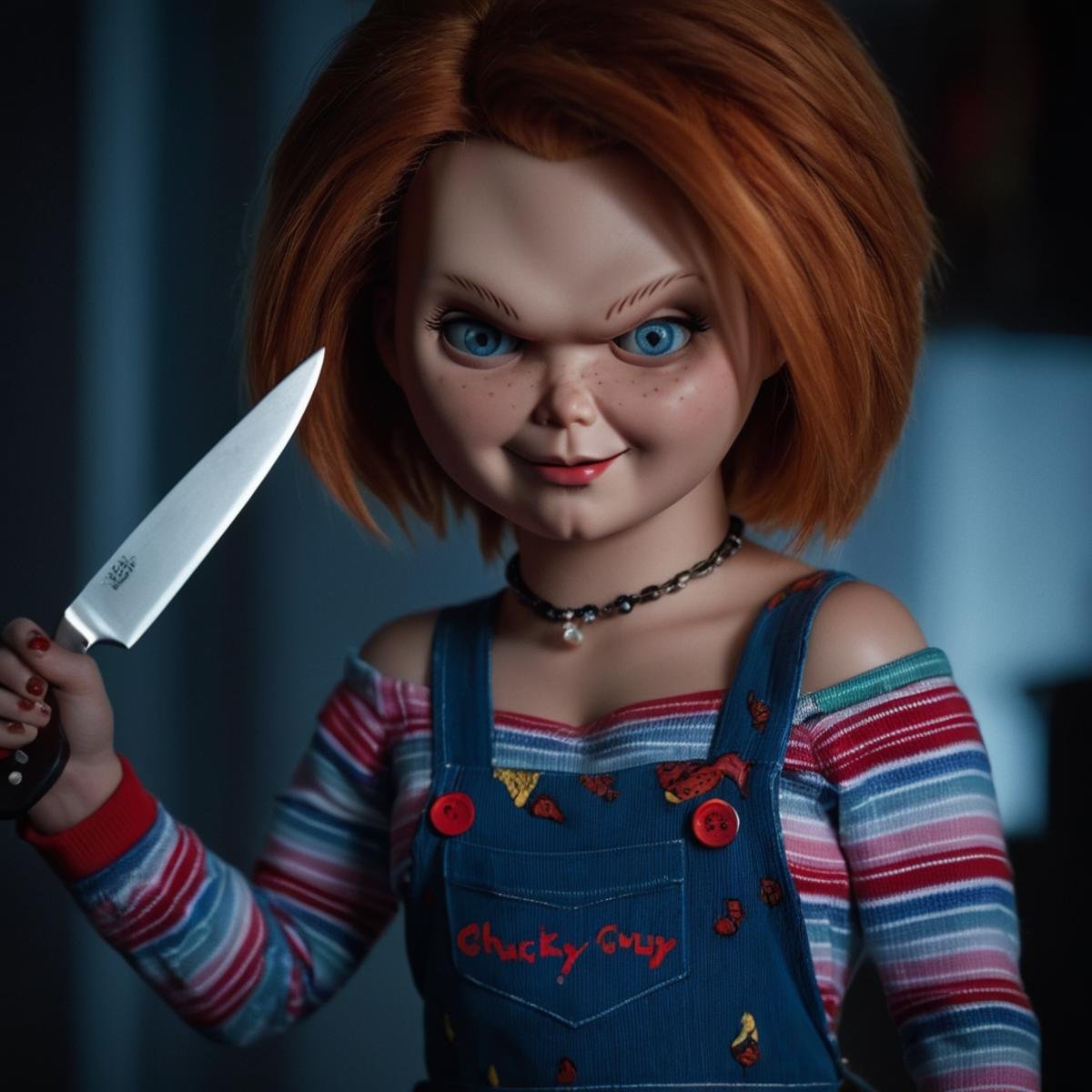 cinematic film still of Chucky,  Female "Chucky" Ray,  antagonist by EauDeNoire on Tensor.Art