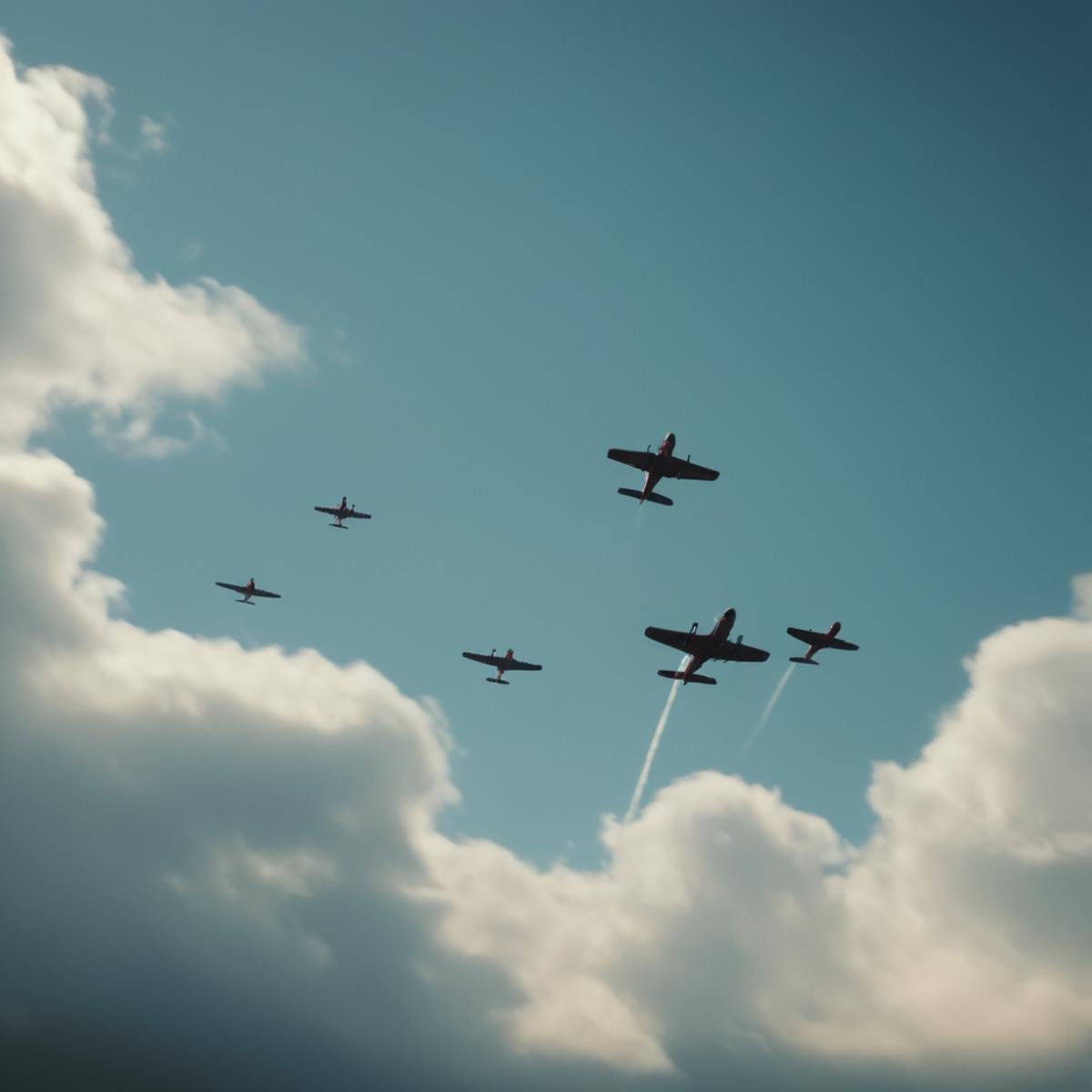 cinematic film still of a group of planes flying through the sky,  sky,  day by EauDeNoire on Tensor.Art