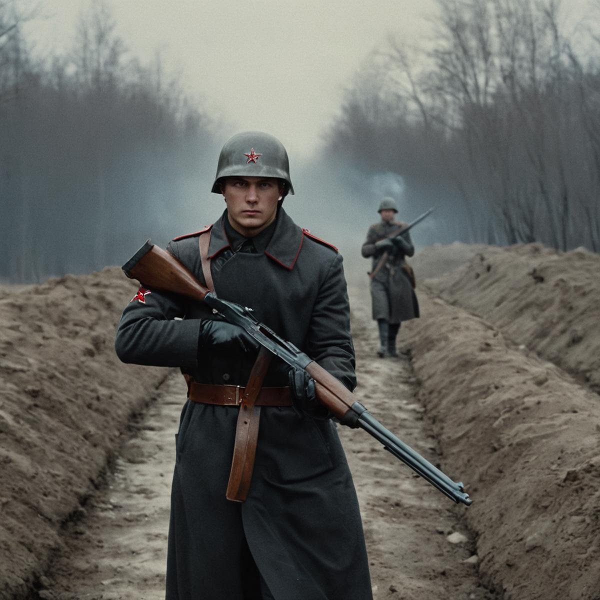 cinematic film still of concept trooper,  Union of Soviet Socialist Republics,  Soviet by EauDeNoire on Tensor.Art