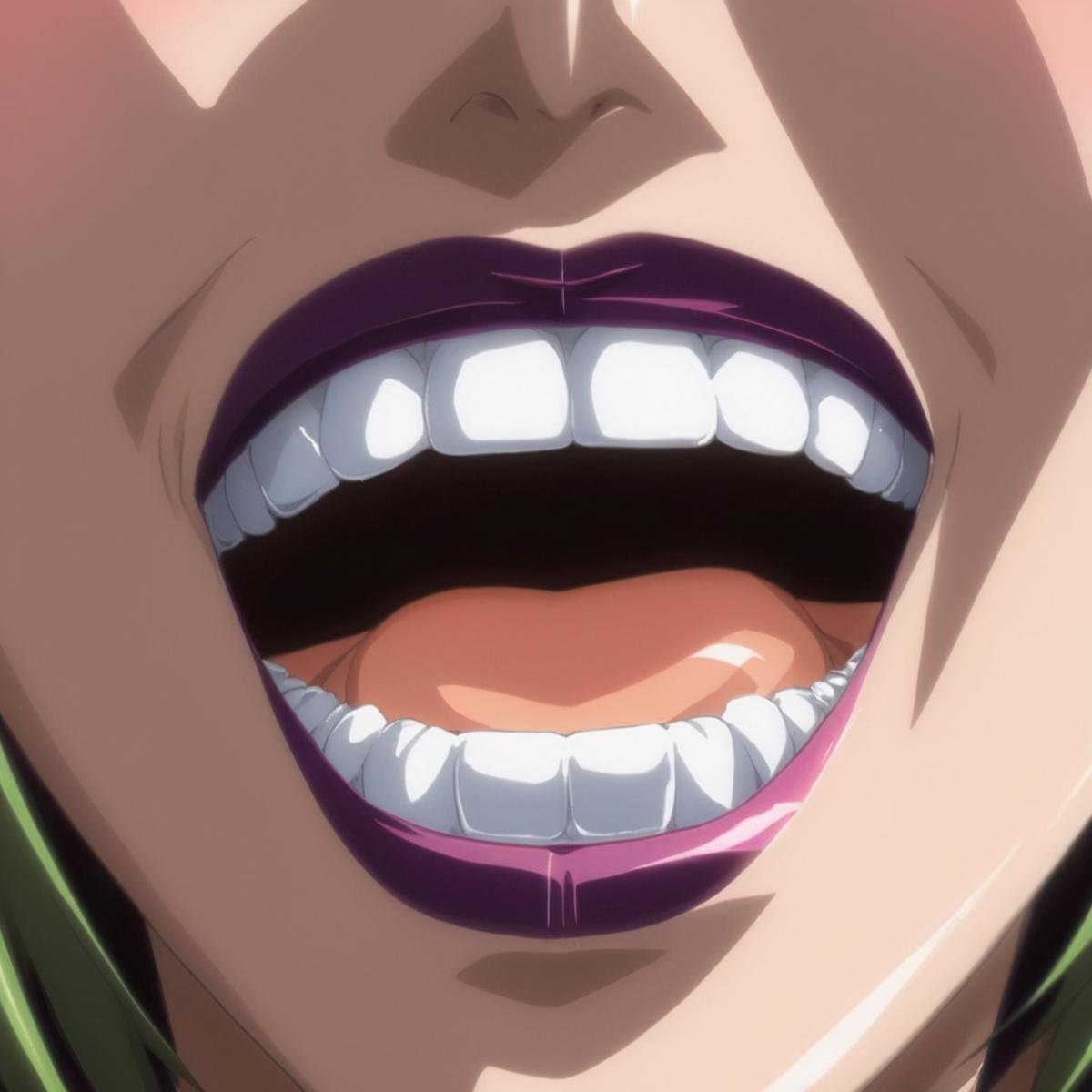 anime artwork of a close up of a person's mouth with perfect teeth and tongue,  1girl,  solo by EauDeNoire on Tensor.Art