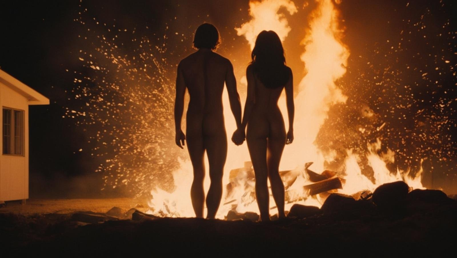 cinematic film still of Chiaroscuro Lighting Style Kodak Motion Picture Film Style (((realistic)))a couple of naked people...
