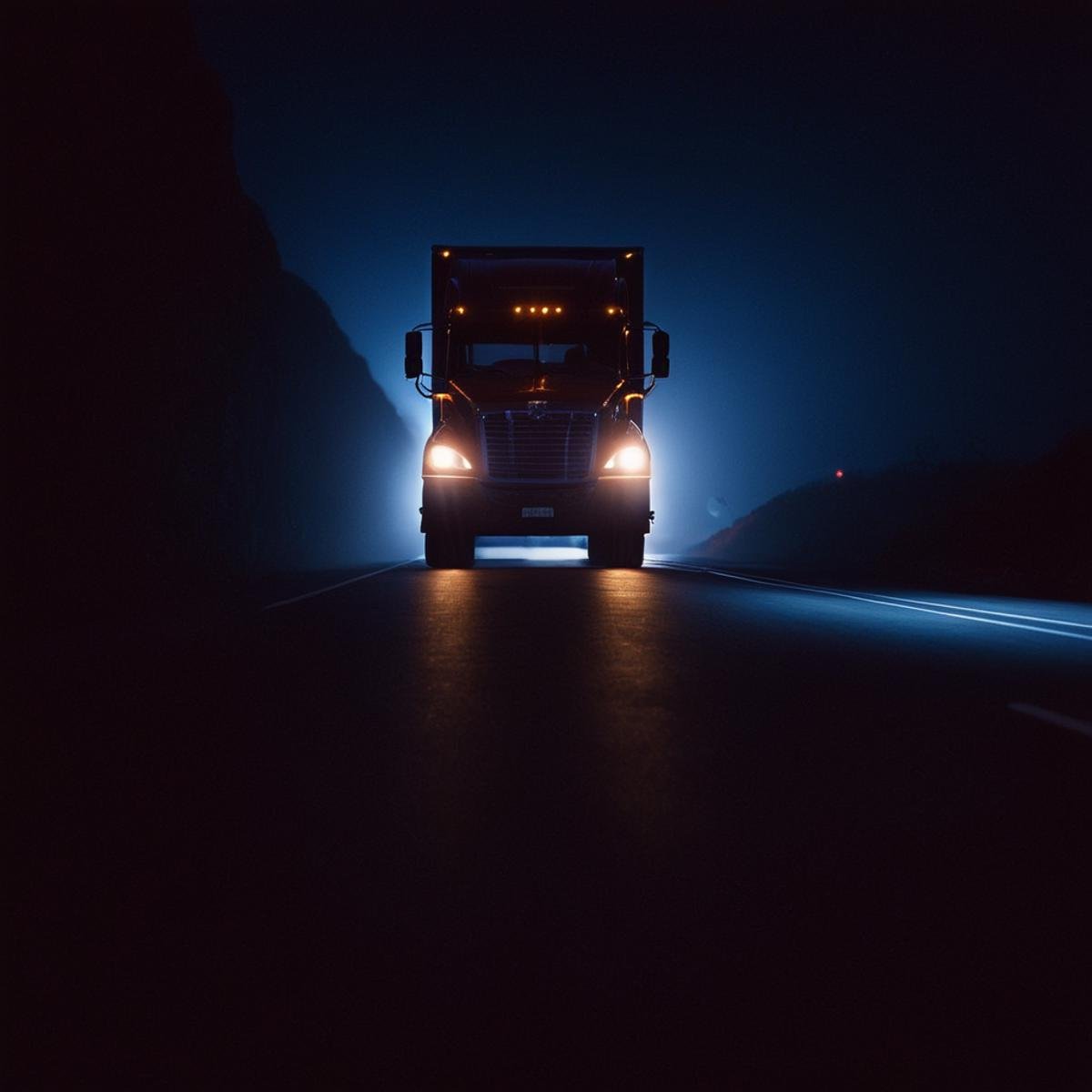 cinematic film still of  <lora:backlight style:1>A backlight photo of a truck driving down a road at night,no humans,ground vehicle,scenery,motor vehicle,car,light,dark,vehicle focus,lights , back light, rim light, ray light, hair light, background light, realistic, realism, photorealism, hyperrealism, hyperrealistic, realistic, sharp, detailed, cinematography style, film light style, movie still,  professional photography, artistic, perfection, contrast, cinematic, filmic, high quality photo,  8k quality, colorful, different people, dark shadow, covered in shadow, partially covered in shadow, backlight style, shallow depth of field, vignette, highly detailed, high budget, bokeh, cinemascope, moody, epic, gorgeous, film grain, grainy