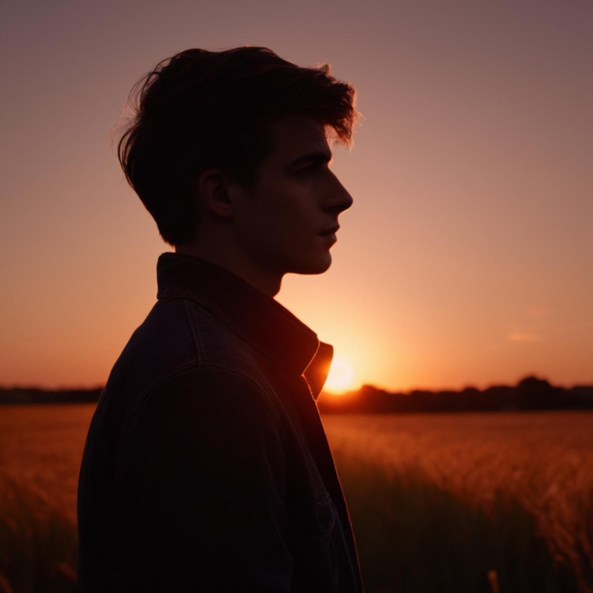 cinematic film still of  <lora:backlight style:1>A backlight photo of a person standing in a field with a sunset behind them,solo,short hair,1boy,standing,male focus,outdoors,sky,water,night,grass,scenery,sunset,silhouette,dark,orange theme , back light, rim light, ray light, hair light, background light, realistic, realism, photorealism, hyperrealism, hyperrealistic, realistic, sharp, detailed, cinematography style, film light style, movie still,  professional photography, artistic, perfection, contrast, cinematic, filmic, high quality photo,  8k quality, colorful, different people, dark shadow, covered in shadow, partially covered in shadow, backlight style, shallow depth of field, vignette, highly detailed, high budget, bokeh, cinemascope, moody, epic, gorgeous, film grain, grainy