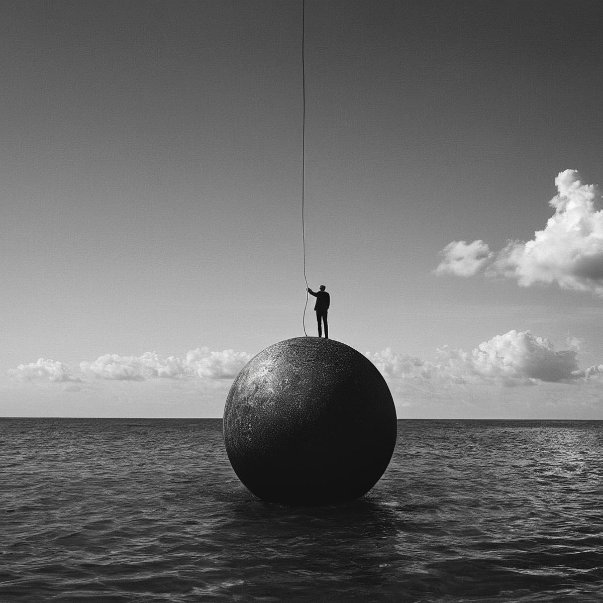 Surrealism,  <lora:Surrealism style:1>A surrealism photo of a person holding a large object in the water,monochrome,greyscale,outdoors,sky,cloud,no humans,ocean,star (sky),scenery , realistic, realism, photorealism, hyperrealism, hyperrealistic, realistic, sharp, detailed, cinematography style, film light style, movie still,  professional photography, artistic, perfection, contrast, cinematic, filmic, high quality photo,  8k quality, colorful, photography style, absurd, bizarre, eerie, fanciful, fantastic, ludicrous, monstrous, odd, outlandish, preposterous, ridiculous, strange, whimsical, wired, disturbing, surrealist, surrealism style, Andre Breton style, expressive, dramatic, organic lines and forms, dreamlike, mysterious, Surrealism