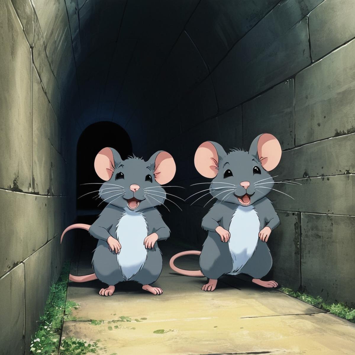 manga style art of  <lora:Original video animation style:0.8>An animated photo of two rats are standing in a tunnel with a light,tail,no humans,night,animal,cat,scenery,mouse , anime, animated look, animated face, animated eyes, animated legs, animated hands, animated fingers, animated toes, animated lips, animated teeth, animated eyebrows, animated body, animated background, world of animation, manga style, animation, cartoon, colorful, different color, cinematic, cartoon film, film animation, different anime characters, detailed animated background, detailed animated environment, animated, hdr animation, animated photo, 2d animation, comic book animation, detailed animation, animated graphic novel, animated movie style, ova style, animation studio style, Original video animation style, vibrant, high-energy, detailed, iconic, Japanese comic style, manga