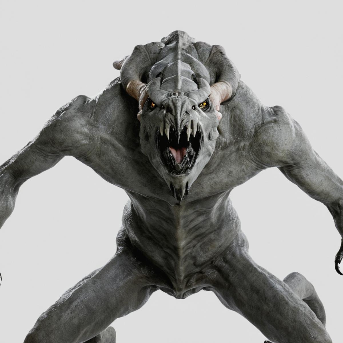 Cloverfield Monster a Monster with a large head and a huge body,  solo,  open mouth by EauDeNoire on Tensor.Art