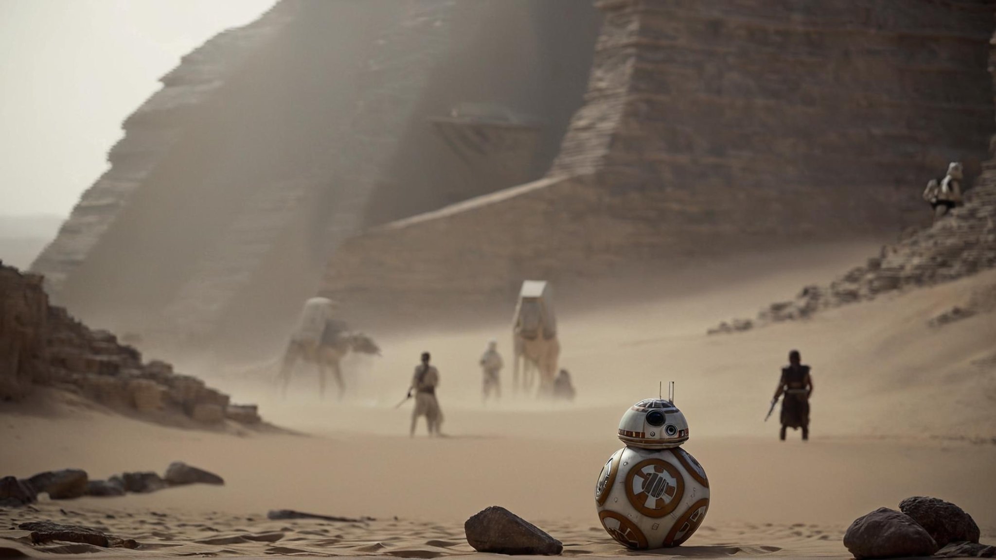 cinematic film still of detailed perfect Jakku a star wars tier is on a rocky surface,  in star wars style,  outdoors by E...
