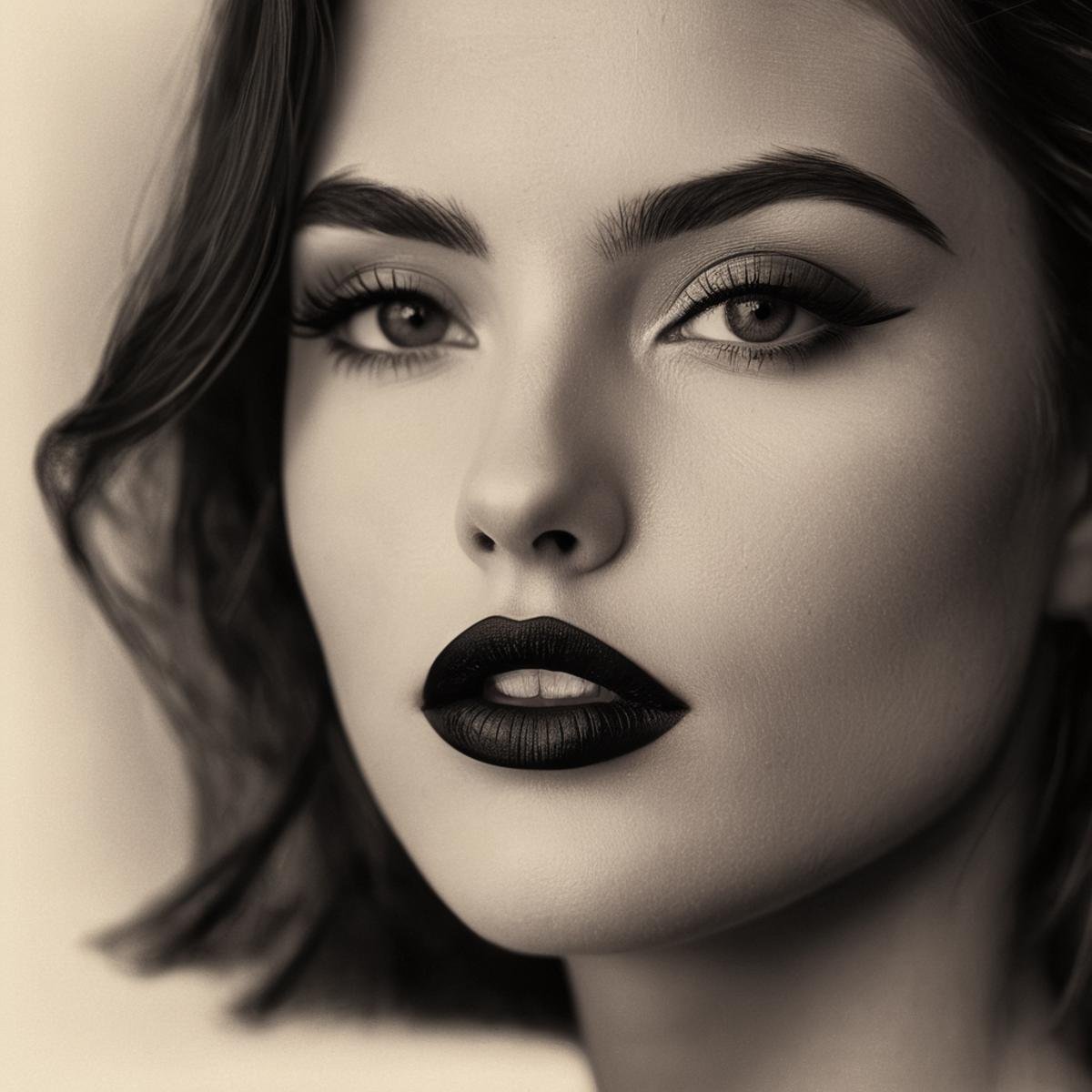 cinematic film still of A drawing of a drawing of a woman's face with a black lip,  1girl,  solo by EauDeNoire on Tensor.Art
