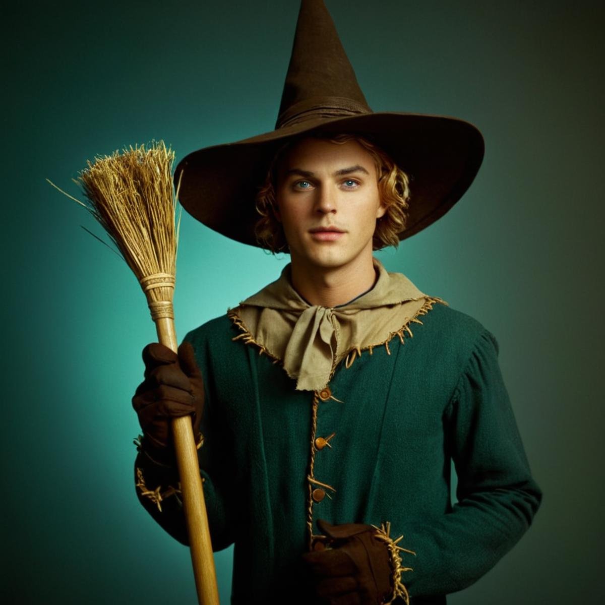 cinematic film still of 1 realism perfect Chiaroscuro Lighting Style In a fantasy world Scarecrow a man dressed in a scare...