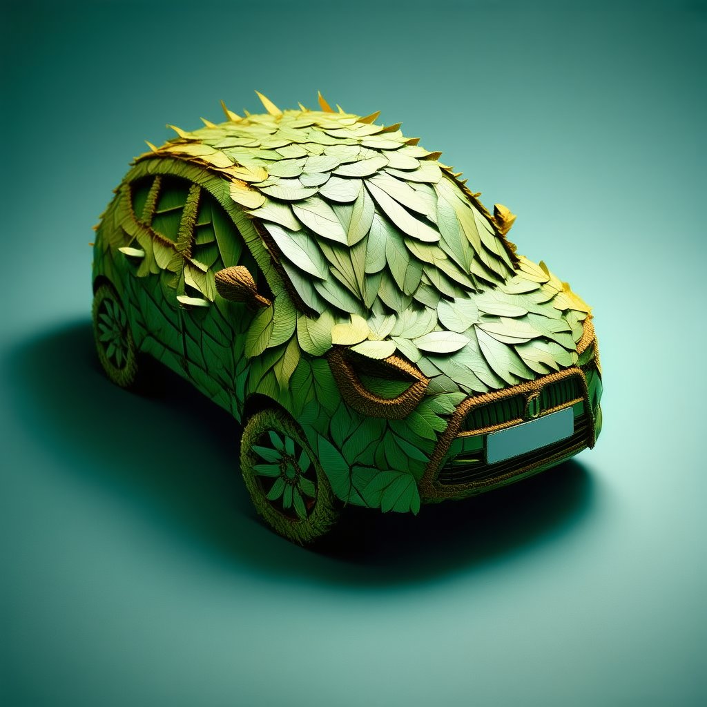 a car made out of leaves