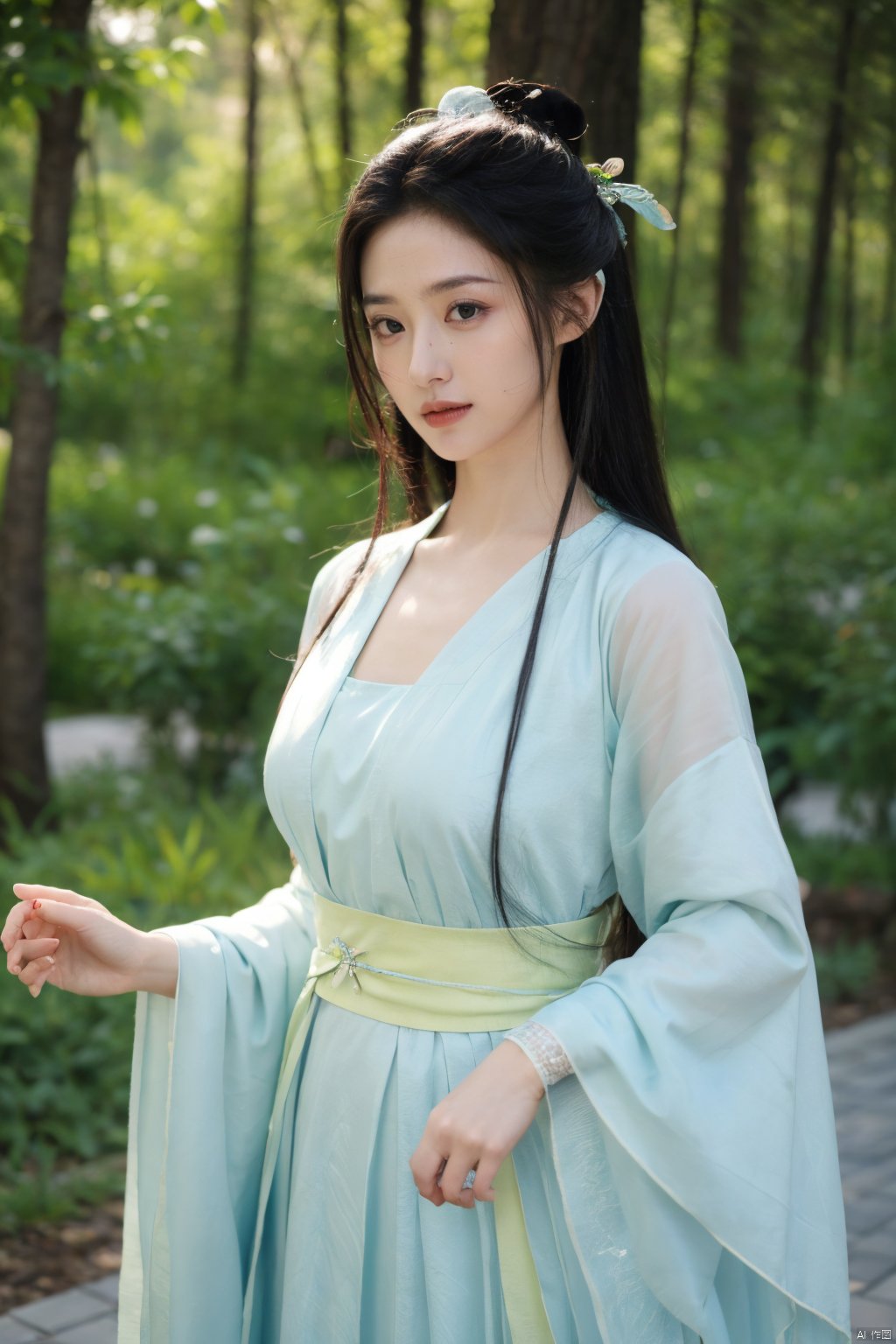 Best quality,masterpiece,Surrealist beauty photo, hanfu,Xtianxiwei,(big breasts:1.29), Yunxiao_Fairy,1girl,Xhulianxin