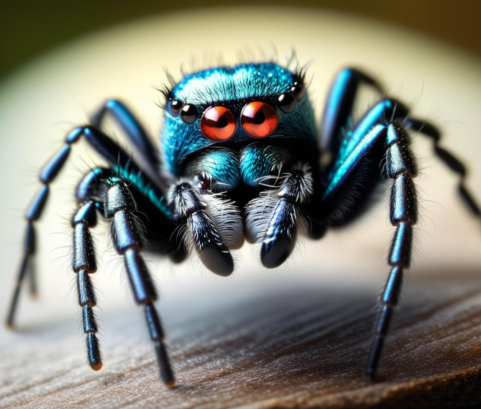 a cute fluffy jumping spider made out of magic, ((fairytale)), ((fantasy style)), ((intricate details)), hdr, ((intricate details, hyperdetailed)), cinematic shot, vignette, centered