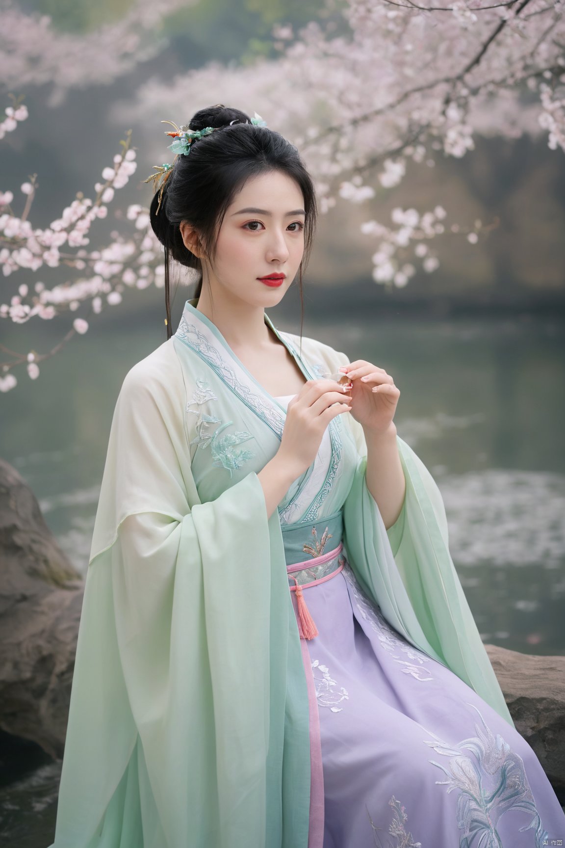 Best quality,masterpiece,Surrealist beauty photo, hanfu,Xtianxiwei,(big breasts:1.69), Yunxiao_Fairy,1girl,Xhulianxin