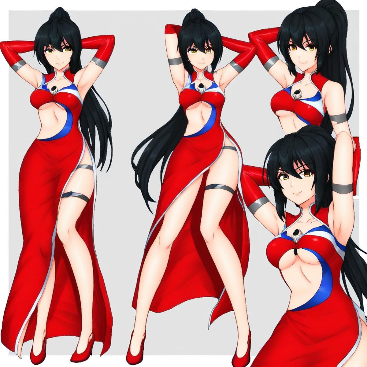 medium breasts,  coronamode,  red gloves by gp01 / brkive on Tensor.Art