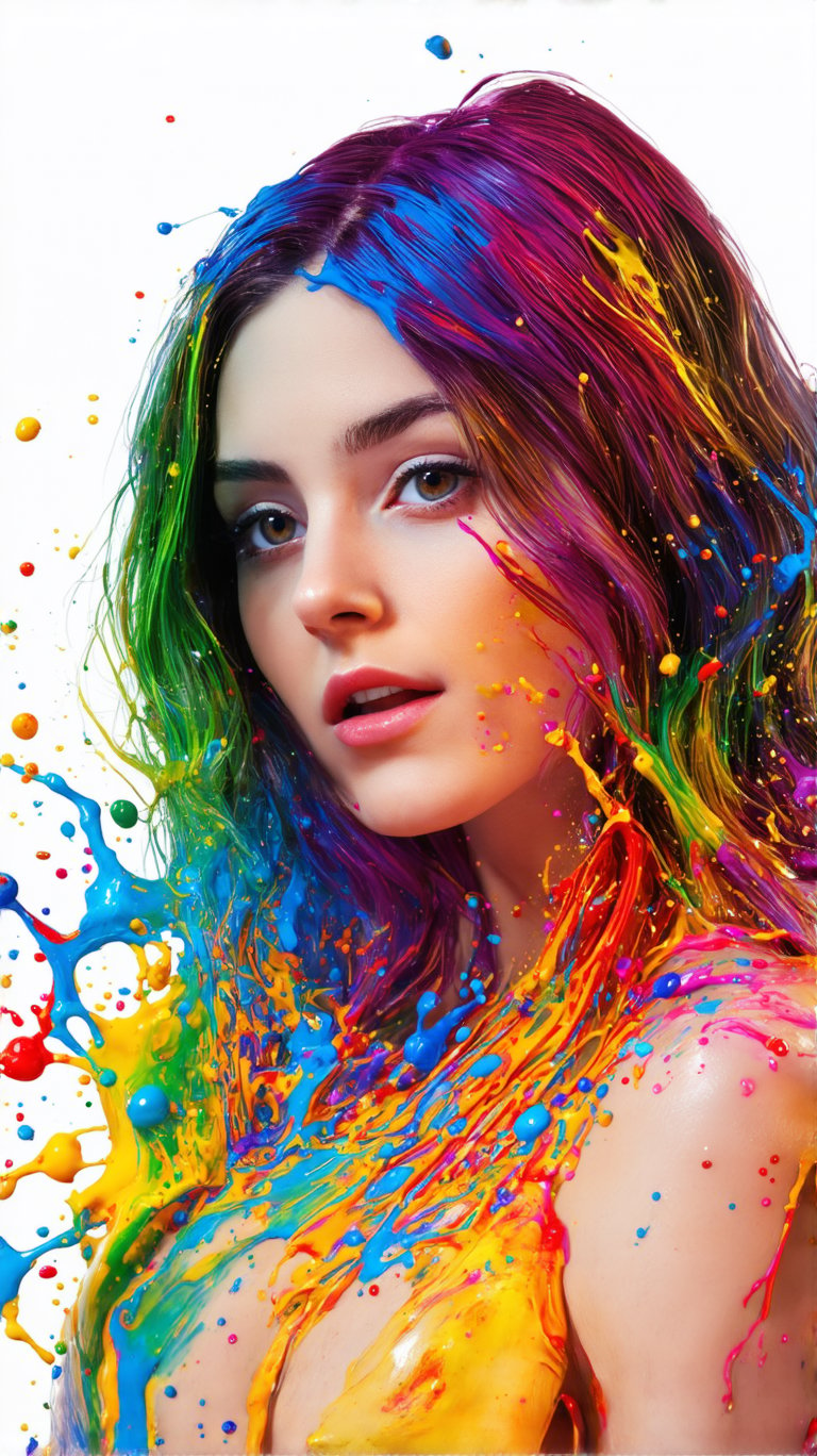 masterpiece, best quality, (extremely detailed CG unity 8k wallpaper, masterpiece, best quality, ultra-detailed, best shadow), (detailed background), (beautiful detailed face, beautiful detailed eyes), High contrast, (best illumination, an extremely delicate and beautiful),1girl,((colourful paint splashes on transparent background, dulux,)), ((caustic)), dynamic angle,beautiful detailed glow,full body,Young beauty spirit