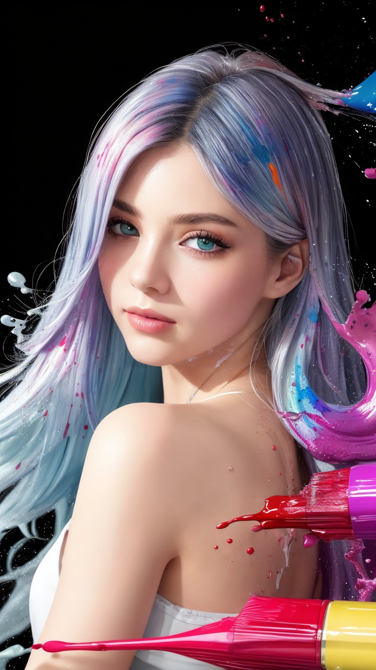 masterpiece, best quality, (extremely detailed CG unity 8k wallpaper, masterpiece, best quality, ultra-detailed, best shadow), (detailed background), (beautiful detailed face, beautiful detailed eyes), High contrast, (best illumination, an extremely delicate and beautiful),1girl,((colourful paint splashes on transparent background, dulux,)), ((caustic)), dynamic angle,beautiful detailed glow,full body,Young beauty spirit