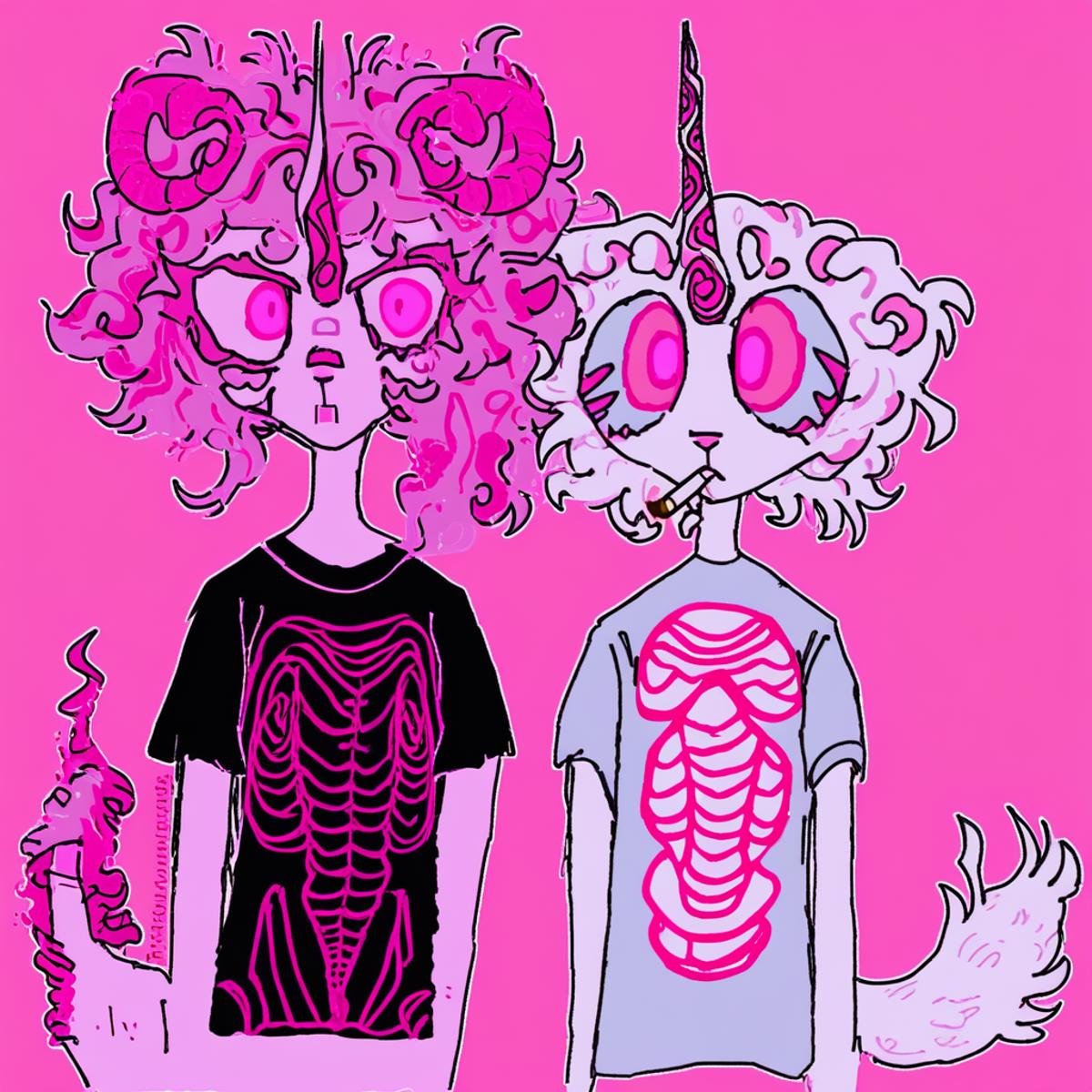 two furries,  dreamy hair,  weird horn design by hush_puppers on Tensor.Art