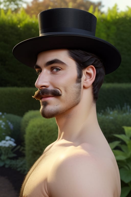 smiling,  mustache,  top_hat by Milch on Tensor.Art