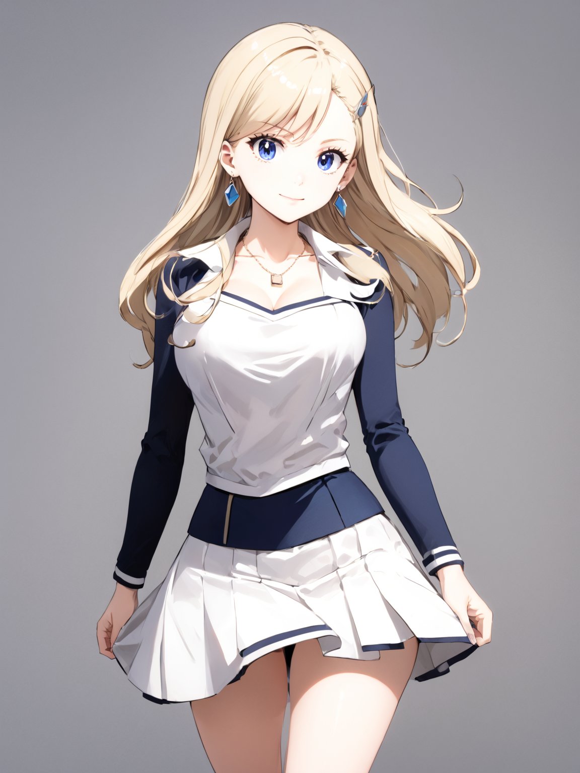 best quality, 8k, 8k UHD, ultra-high resolution, ultra-high definition, highres
,//Character, 
1girl, solo
,//Fashion, 
,//Background, 
,//Others, ,Expressiveh,
rebecca bluegarden, long hair, blonde hair, blue eyes, white skirt, black skirt