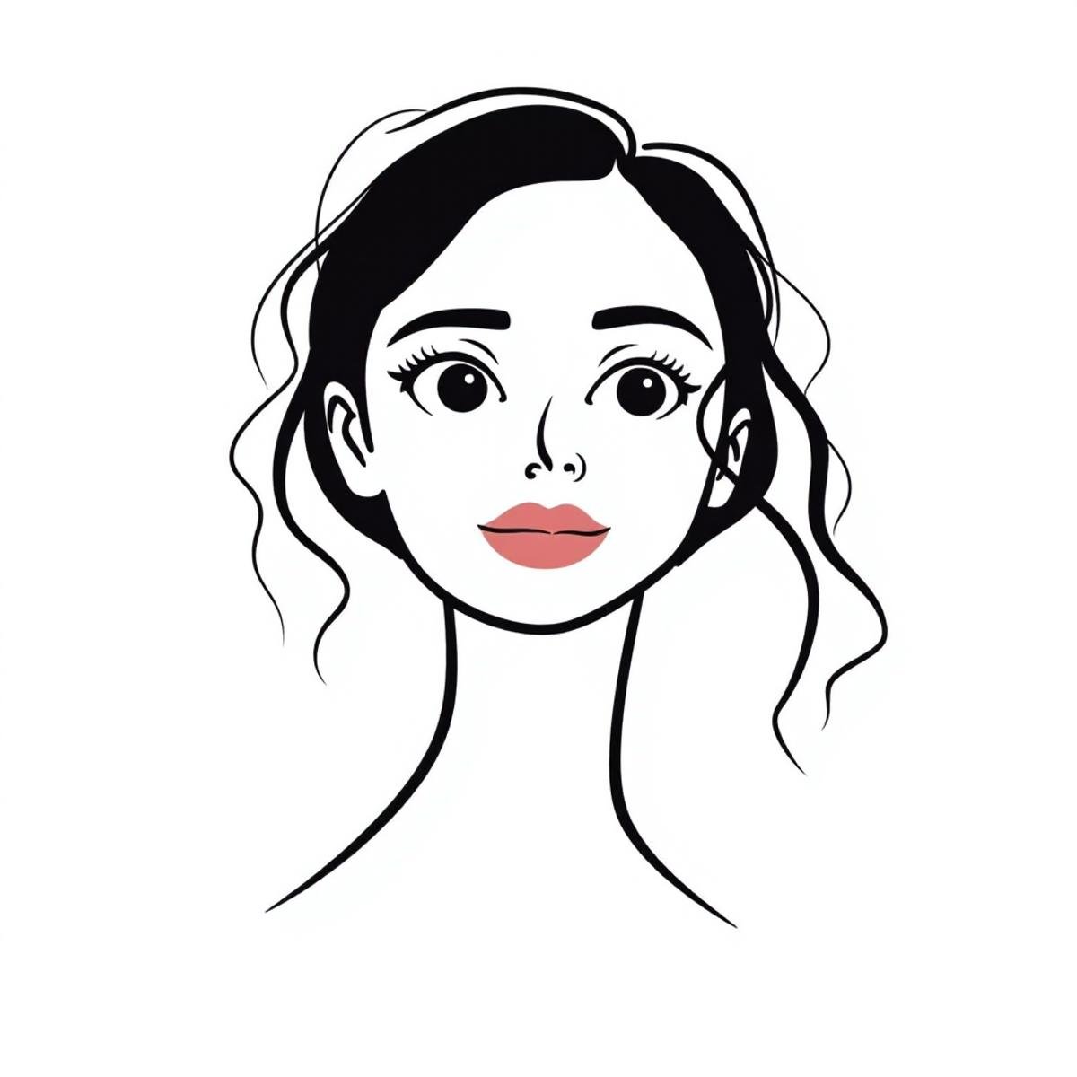 Vectorial illustration, A cute woman face in the style of v3ctora, full body, black lines, white background, Vector art, minimalist <lora:v3ctora:1>