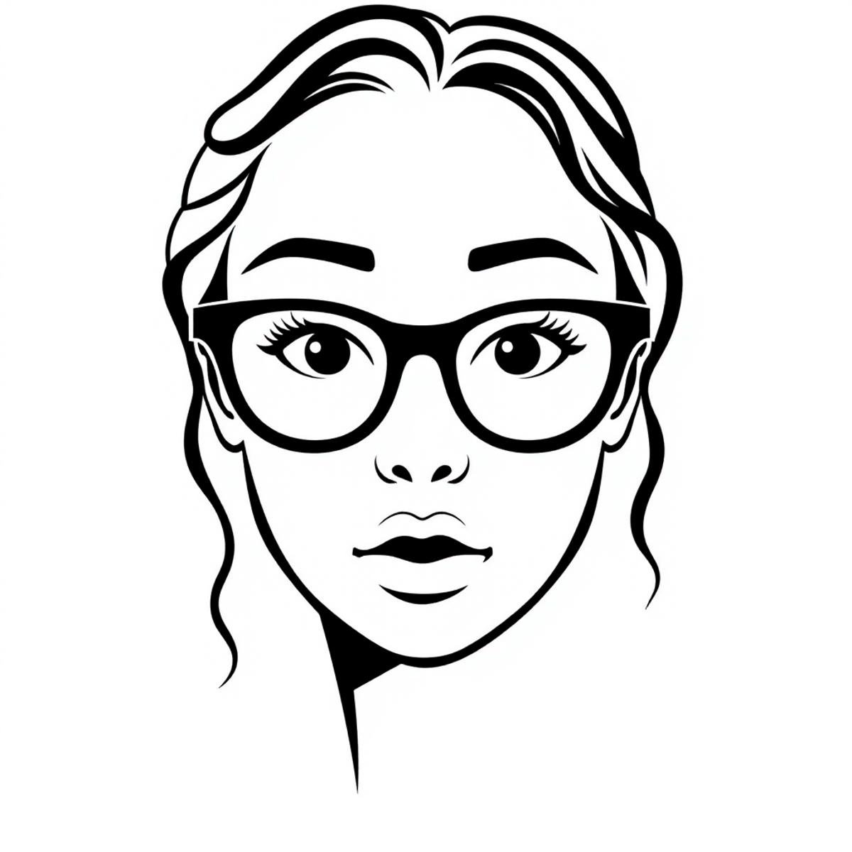 Vectorial illustration, A woman face with glasses in the style of v3ctora, black lines, white background, Vector art, minimalist <lora:v3ctora:1>