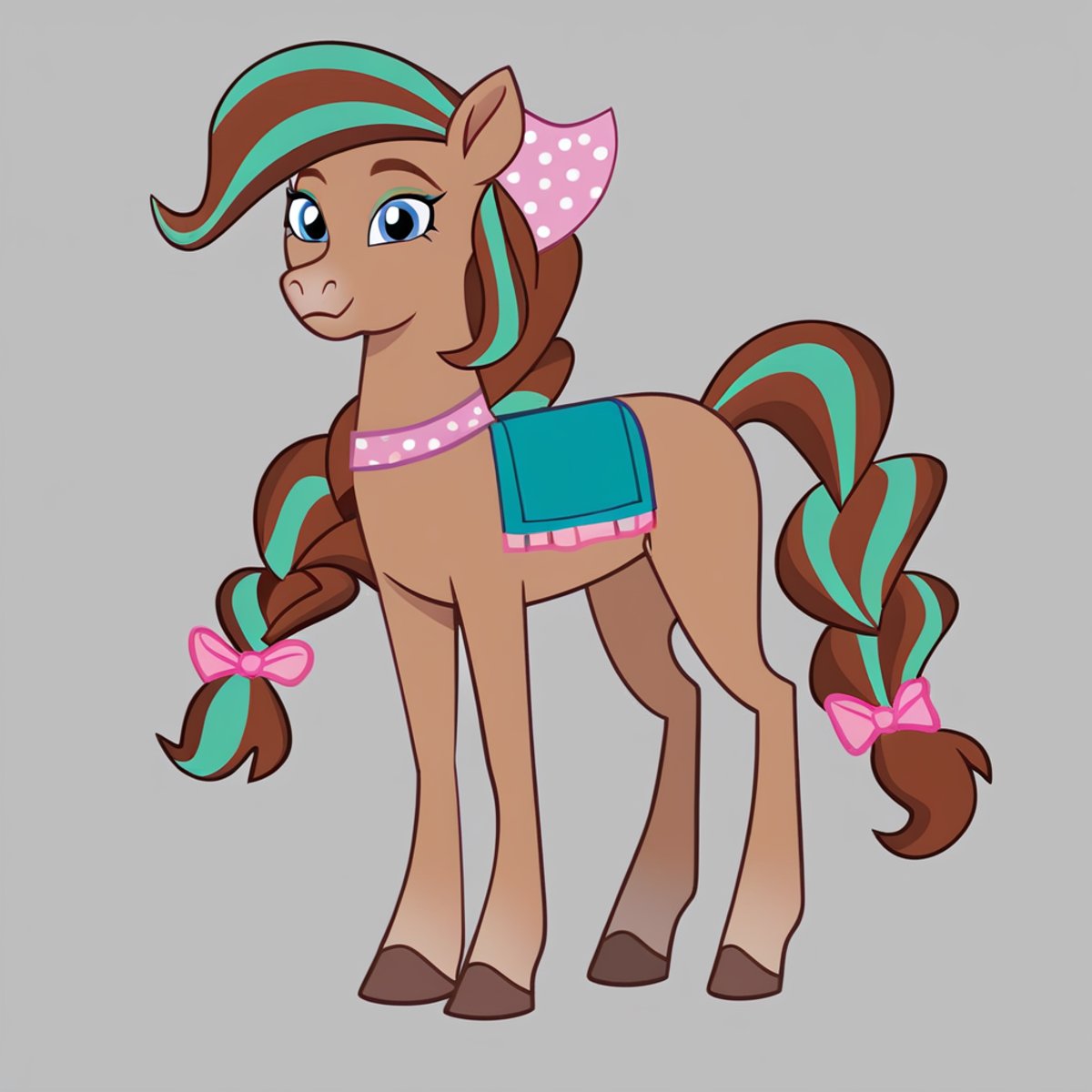 score_9, score_8_up, score_7_up, score_6_up, score_5_up, score_4_up, cocoa \(wild manes\), horse, wild manes, solo, full body, <lora:Wild_Manes-000009:1>, detailed, beautiful, show accurate, vector, flat colors